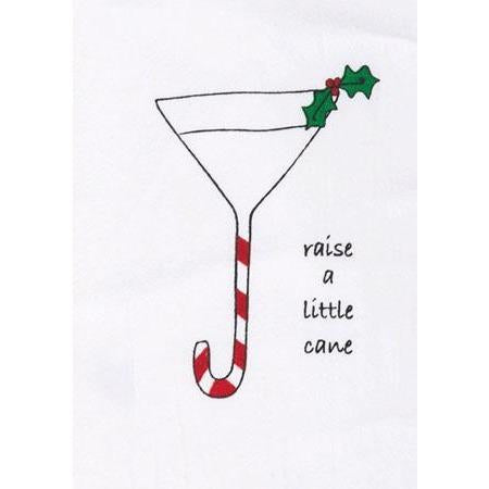 Corkpops 00253 Holiday Bar Towel - "Raise A Little Cane"