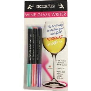 Corkpops 20999 Wine Glass Pens-Purple, Green & Pink