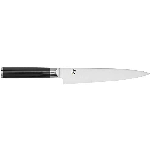 Shun Classic 7-in. Flexible Fillet Knife with High-Carbon Stainless Steel Blade and D-Shaped PakkaWood Handle Right Amount of Flex for Skinning, Boni, 7 Inch, Metallic
