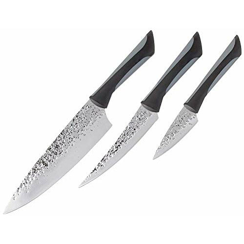 Kai 3 Piece Luna Essential Knife Set with Sheath, Silver, Chef, Utility, and Paring Knives
