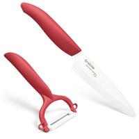Kyocera Revolution Series 4-1/2-Inch Utility Knife and Y-Peeler Gift Set, Red