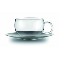 Jenaer Glas Concept Tea Collection Good Mood Glass Cup with Stainless Steel Saucer, 6.8-Ounce, Set of 2