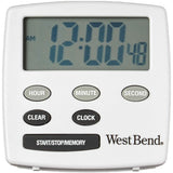 West Bend Easy to Read Digital Magnetic Kitchen Timer Features Large Display and Electronic Alarm, White