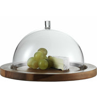 Jenaer Glas Concept Storage Collection Cheese Dome with Acacia Plate, 9.5-Inch