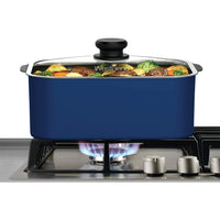 West Bend 87905B Large Capacity Non-stick Versatility Cooker with 5 Different Temperature Control Settings Dishwasher Safe Includes a Travel Lid, 5 quart, Blue