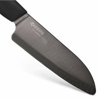 Kyocera Innovation Series Ceramic 5.5" Santoku Knife, with Soft Touch Ergonomic Handle-Black Blade, Black Handle