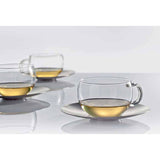 Jenaer Glas Concept Tea Collection Good Mood Glass Cup with Stainless Steel Saucer, 6.8-Ounce, Set of 2