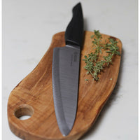 Kyocera Innovation Series Ceramic 6" Chef's Santoku Knife with Soft Touch Ergonomic Handle, Black Blade, Black Handle