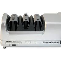 Chef’sChoice 130 Professional Electric Knife Sharpening Station for Straight and Serrated Knives Diamond Abrasives and Precision Angle Guides Made in USA, 3-Stages, Platinum