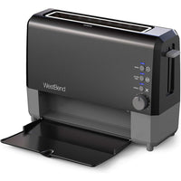 West Bend 77224 QuikServe Slide Through Wide Slot Toaster with Cool Touch Exterior and Removable Crumb Tray, 2-Slice, Black