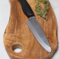 Kyocera Innovation Series Ceramic 4.5" Utility Knife with Soft Touch Ergonomic Handle, Black Blade, Black Handle