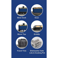 West Bend 87905B Large Capacity Non-stick Versatility Cooker with 5 Different Temperature Control Settings Dishwasher Safe Includes a Travel Lid, 5 quart, Blue