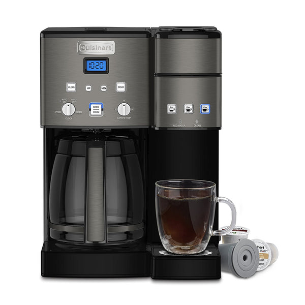Cuisinart SS-15BKS 12-Cup Coffee Maker and Single-Serve Brewer, Black Stainless