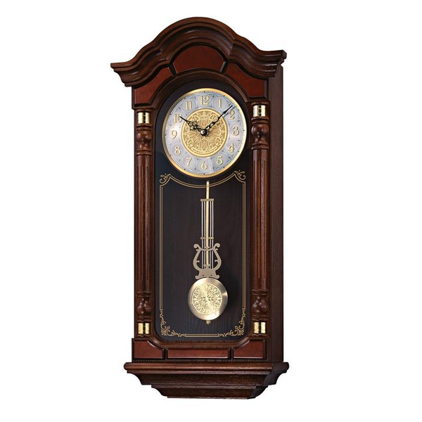 Seiko QXH004BLH Wall Pendulum Clock Dark Brown Solid Oak Case with Hand-Rubbed Finish
