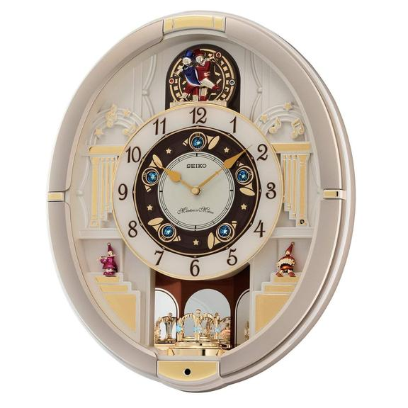 SEIKO QXM362BRH Melodies in Motion Musical Wall Clock with Rotating Pendulum