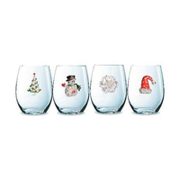 CorkPops 52210 Holiday Collection, 3 Christmas Tree, 3 Snowman, 3 Snowflake, 3 Christmas Hat, stemless