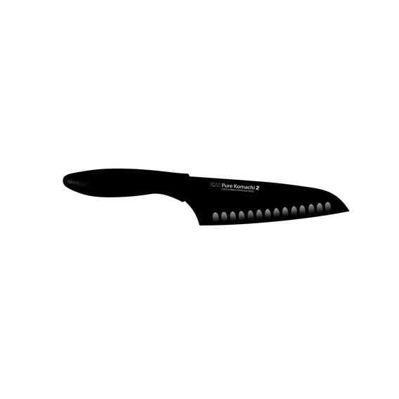 KAI AB5085 Pure Komachi 2 Hollow Ground Santoku Knife, 6.5-Inch, Black