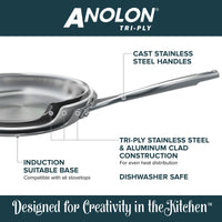 ANOLON 5-QT. 5-QT. Covered Saute' With Helper Handle, Stainless Steel