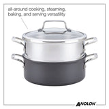 ANOLON 5-QT. Covered Dutch Oven With Steamer Insert, Gray
